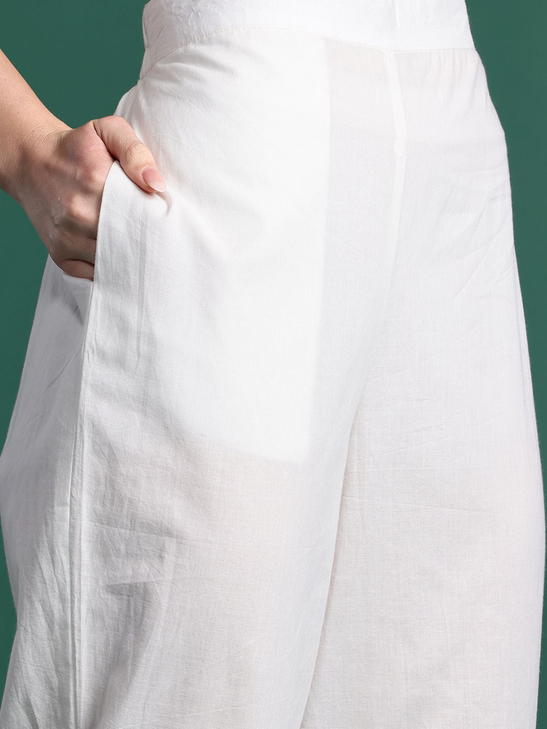 Indo Era Floral Embroidered Pure Cotton Kurta with Trousers & Dupatta - Distacart