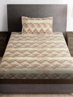 Story@home Brown & White Striped Microfiber 180 TC Bedsheet With Pillow Cover - Distacart