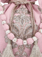 Masq Pink & Gold-Toned Embellished Embroidered Potli Clutch - Distacart