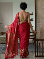 Suta Red Polka Dots Cotton Blend Saree - Distacart