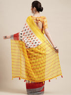 Saree Mall Off White & Red Pure Cotton Saree - Distacart