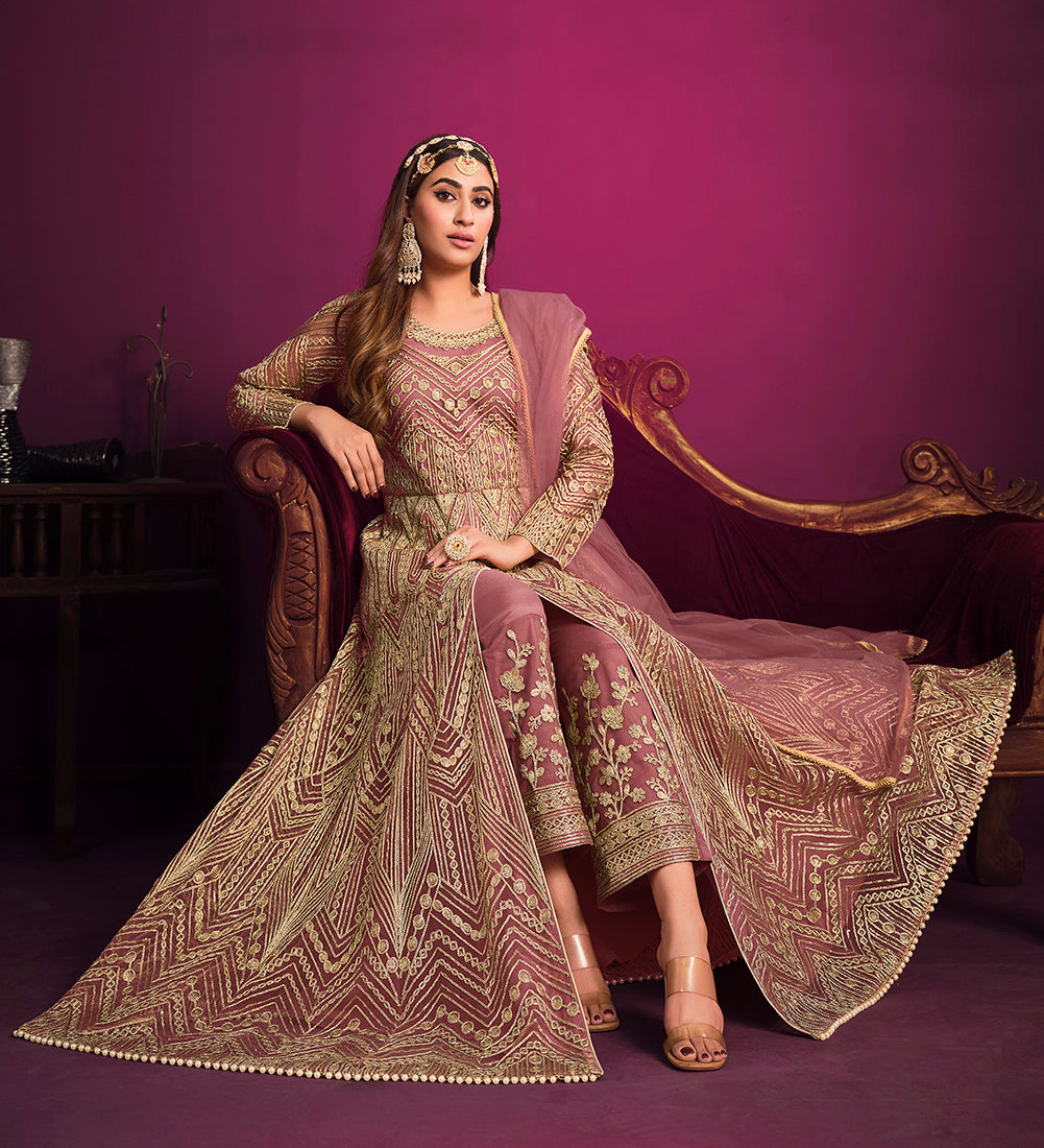 Monjolika Fashion Light Pink Sangeet Net Designer Salwar Suit - Distacart