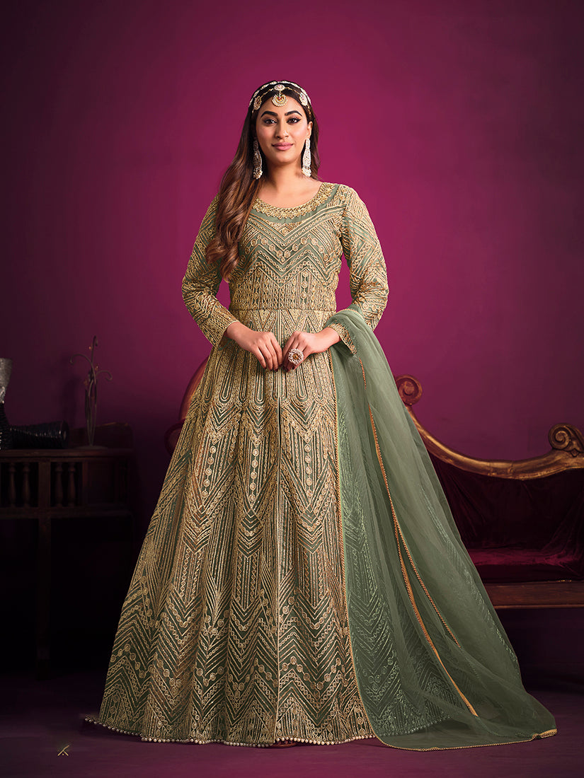 Monjolika Fashion Light Green Sangeet Net Designer Salwar Suit - Distacart