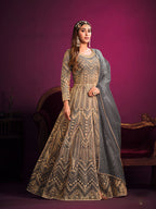Monjolika Fashion Grey Sangeet Net Designer Salwar Suit - Distacart
