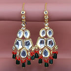 Tehzeeb Creations Back Meenakari Gold-Polished Multicolor Color Tika Earring Jewellery Set Uncut Big Faux Kundan Dibbi Kundan Choker Necklace Set