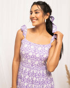 FIORRA Women's Lavender Cotton Floral Printed Dress - Distacart