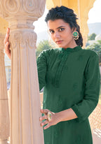 Monjolika Fashion Dark Green Embroidered Muslin Pant Style Suit - Distacart
