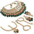 Tehzeeb Creations Gold-Polished Multicolor Kundan Stone/Uncut Kundan/Dibbi Kundan/Meena Kundan/Lucknow Kundan Bridal Set for Girls & Women
