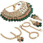 Tehzeeb Creations Gold-Polished Multicolor Kundan Stone/Uncut Kundan/Dibbi Kundan/Meena Kundan/Lucknow Kundan Bridal Set for Girls & Women