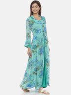Souchii Blue Printed Maxi Dress - Distacart