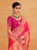 Monjolika Fashion Pink Color Heavy Silk Embroidered Half Nd Half Saree