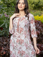 Sangria Floral-Printed Straight Kurtas