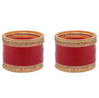 Tehzeeb Creations Bridal Bangle Set Wedding punjabi chuda, Designer chura CZ Stone Maroon Color Choora Set for Women - Distacart
