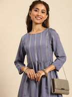 Sangria Women Jacquard Chanderi Silk Anarkali Kurta