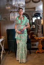 Monjolika Fashion Light Blue Color Linen Trendy Saree With Blouse - Distacart