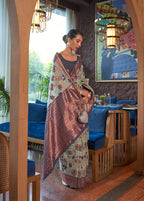 Monjolika Fashion Light Blue Color Organza Weaving Print Saree