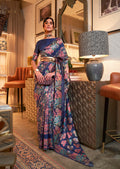 Monjolika Fashion Navy Blue Color Silk Printed Classic Saree - Distacart