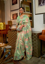 Monjolika Fashion Light Green Color Silk Printed Classic Saree - Distacart
