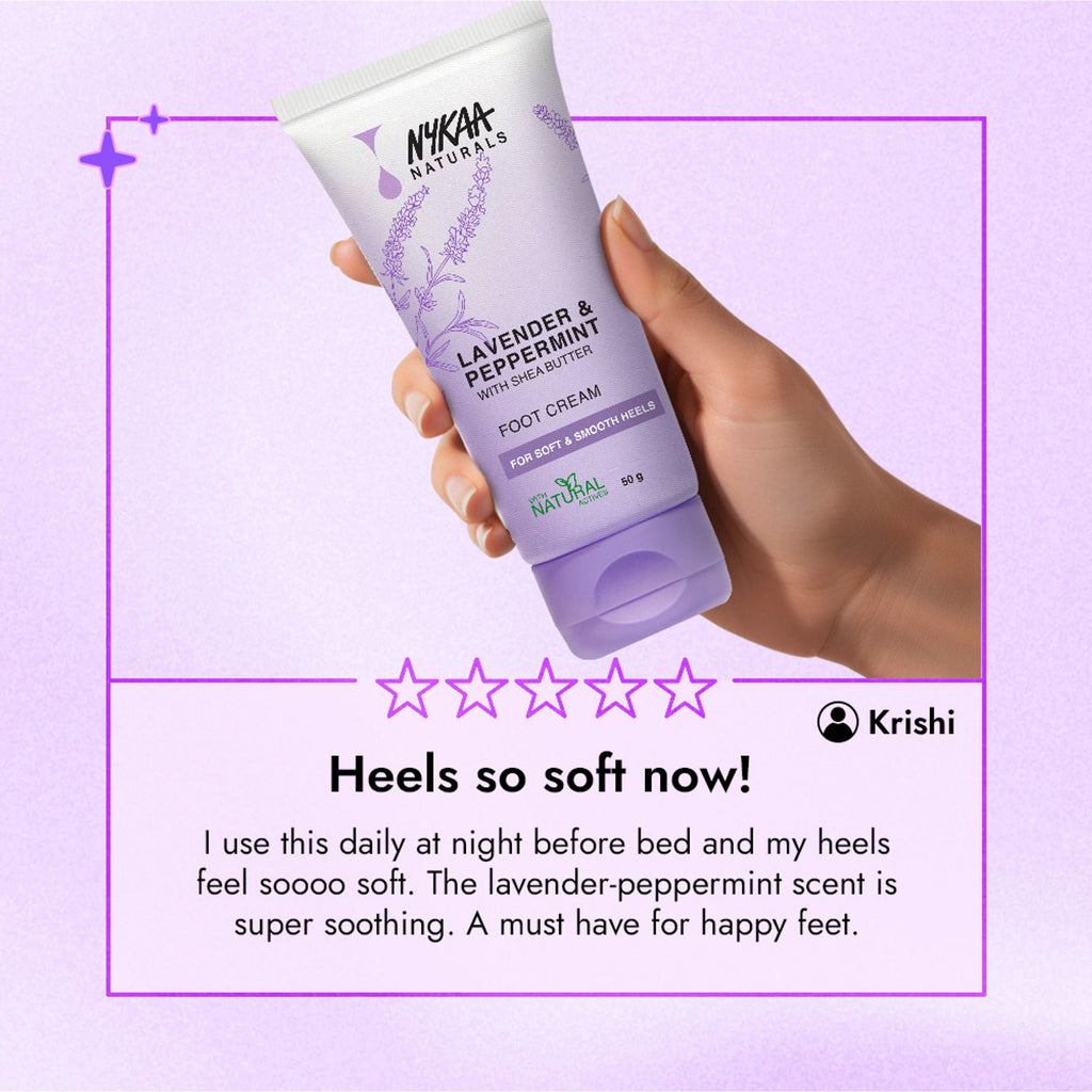 Nykaa Skin Happy Heels 20%Urea, 2%Lactic Acid Foot Cream-Dry & Cracked Feet - Lavender & Peppermint - Distacart