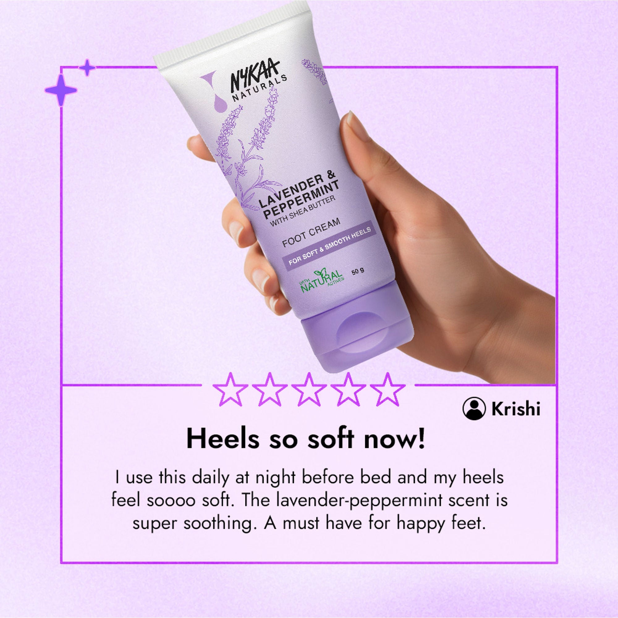 Nykaa Skin Happy Heels 20%Urea, 2%Lactic Acid Foot Cream-Dry & Cracked Feet - Lavender & Peppermint - Distacart