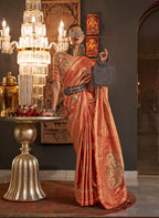 Monjolika Fashion Orange Color Silk Women'S Traditional Saree - Distacart
