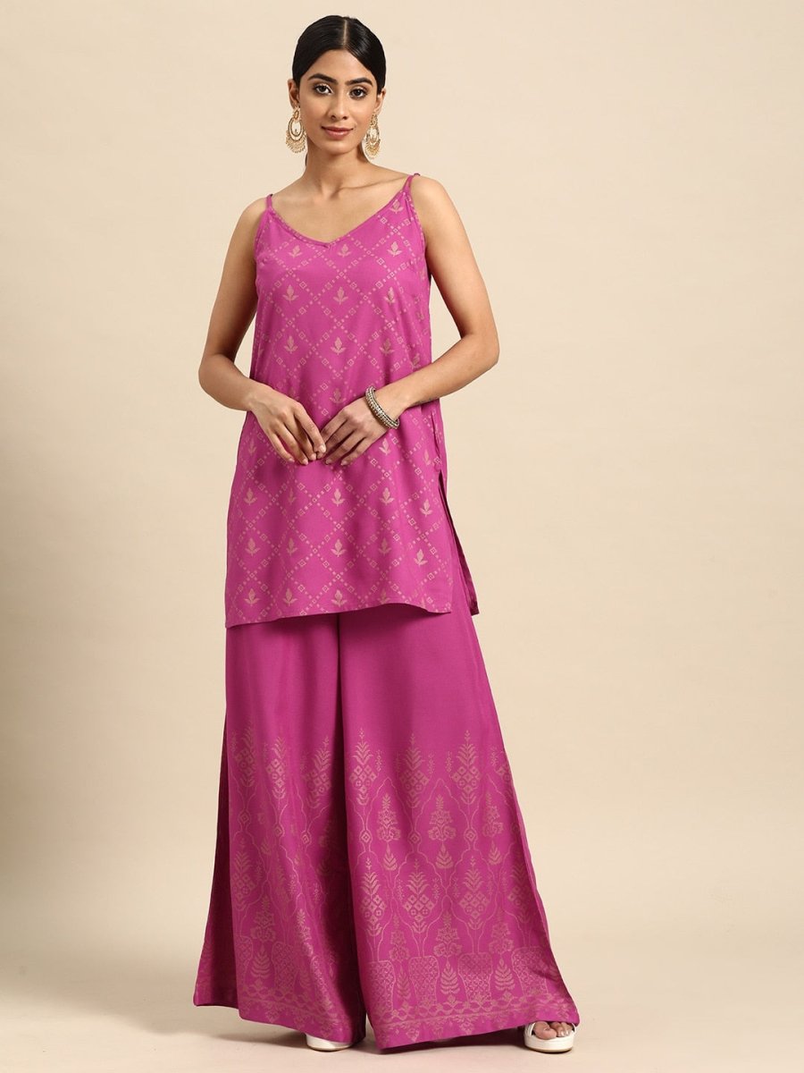 All About You Foil Printed Regular Kurta with Palazzos