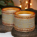 Tehzeeb Creations Bridal Bangle set Wedding Punjabi chuda Designer chura CZ Stone with Kundan Stone Grey Color choora - Distacart