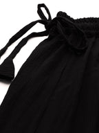 TAG 7 Women Black Solid Flared Cropped Palazzos