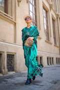 Monjolika Fashion Satin Teal Printed Trendy Saree - Distacart