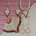 Tehzeeb Creations Traditional Gold-Polished Designer Multi Color Dulhan Choker Kundan Bridal Set