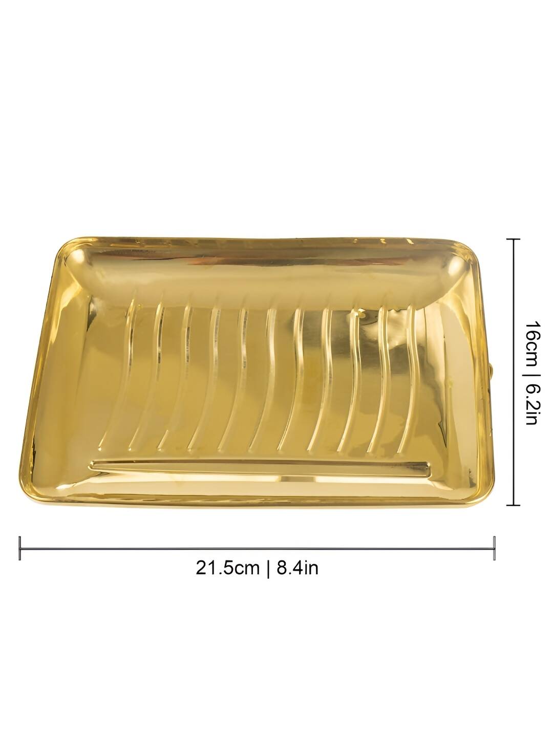 Spillbox Gold-Toned Brass Rectangular Lines Thali Pooja Essential