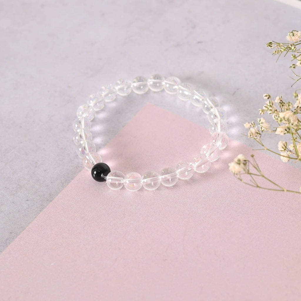 NVR Men & Women Transparent Beaded Elasticated Bracelet - Distacart