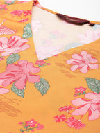 Sangria Floral Print Kurta with Dhoti Pants