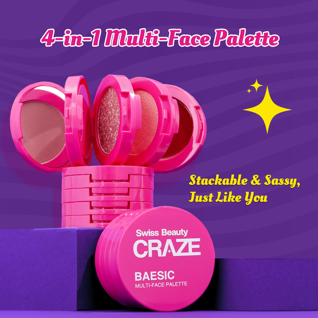 Swiss Beauty Craze Baesic Multi-Face Palette - 01 Delulu