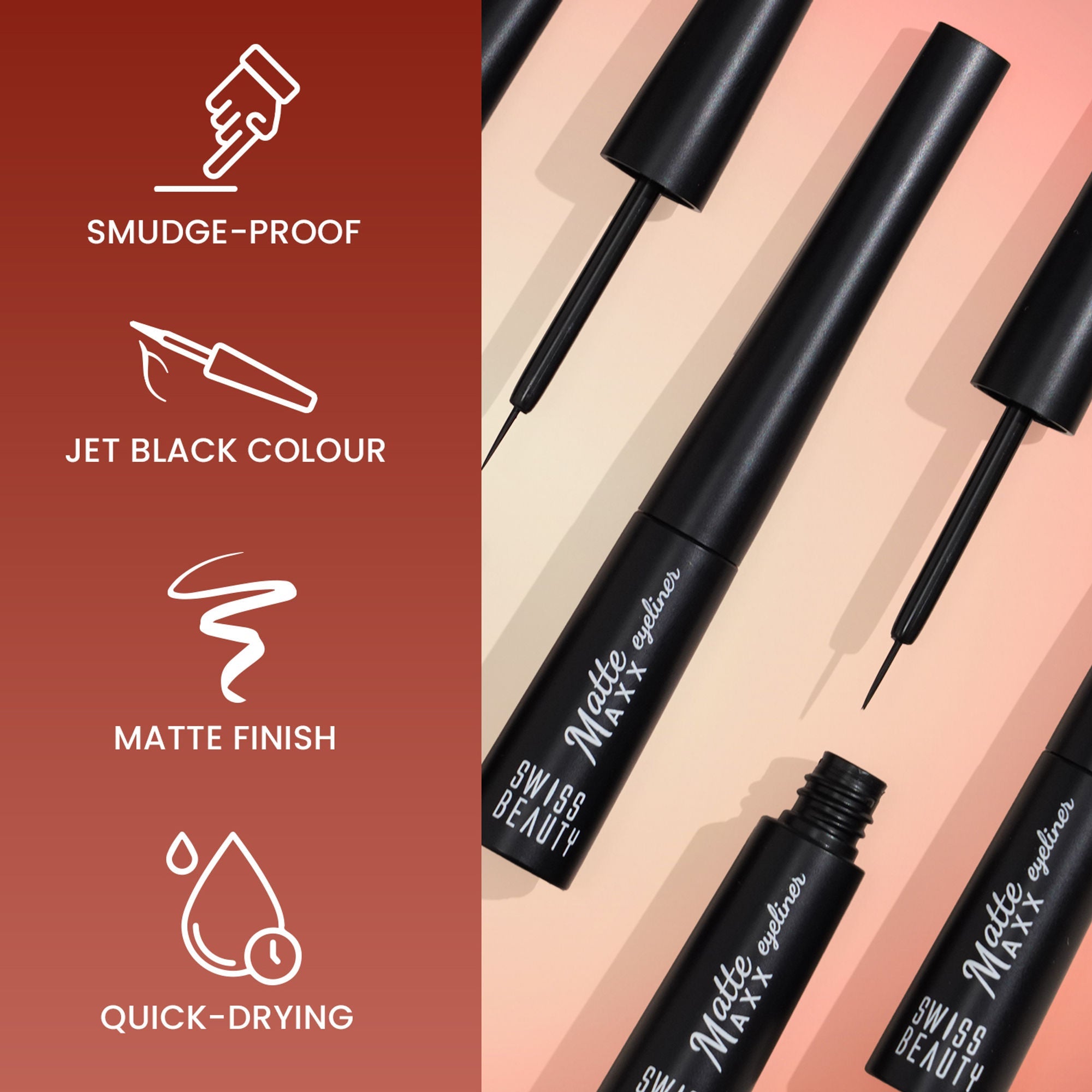 Swiss Beauty Matte Max Eyeliner Black - Distacart