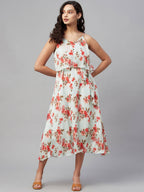 Myshka Women Multicolor Printed Sleeveless V Neck Dress - Distacart