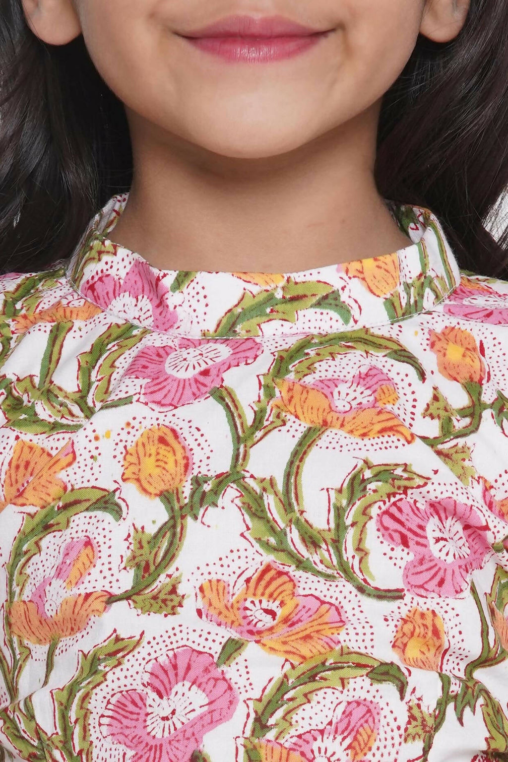 Little Bansi Floral Print Ready To Wear Saree And Floral Blouse - White
