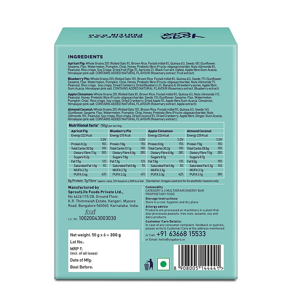 Yoga Bar Breakfast Protein Variety Box - Dark Chocolate Flavour Premium Super Oats Combo Pack - Distacart