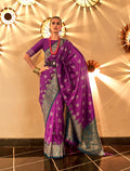Monjolika Fashion Purple Color Handloom Silk Classic Saree With Blouse - Distacart