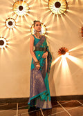 Monjolika Fashion Turquoise Color Handloom Silk Classic Saree With Blouse - Distacart