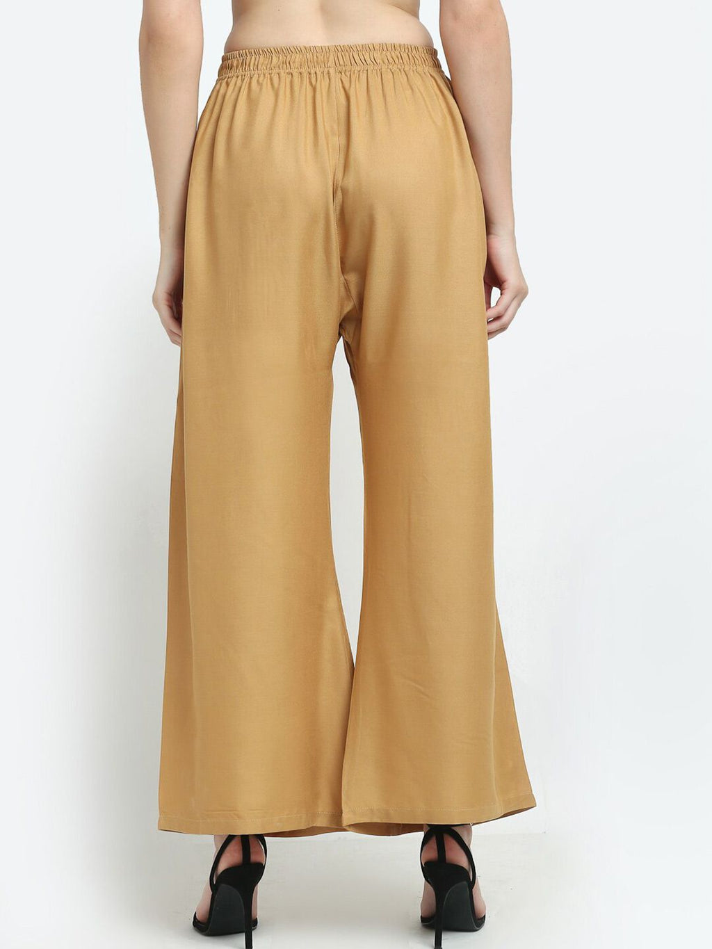 TAG 7 Women Beige Solid Flared Palazzo