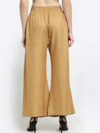 TAG 7 Women Beige Solid Flared Palazzo