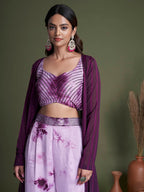 Myra Purple Koti Style Silk and Georgette Embroidered Palazo Suit