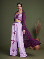 Myra Purple Koti Style Silk and Georgette Embroidered Palazo Suit