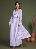 Myra Lavender Koti Style Silk and Georgette Embroidered Palazo Suit