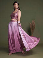 Myra Pink Koti Style Silk and Georgette Embroidered Palazo Suit