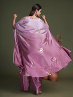 Myra Pink Koti Style Silk and Georgette Embroidered Palazo Suit