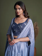 Myra Navy Koti Style Silk and Georgette Embroidered Palazo Suit