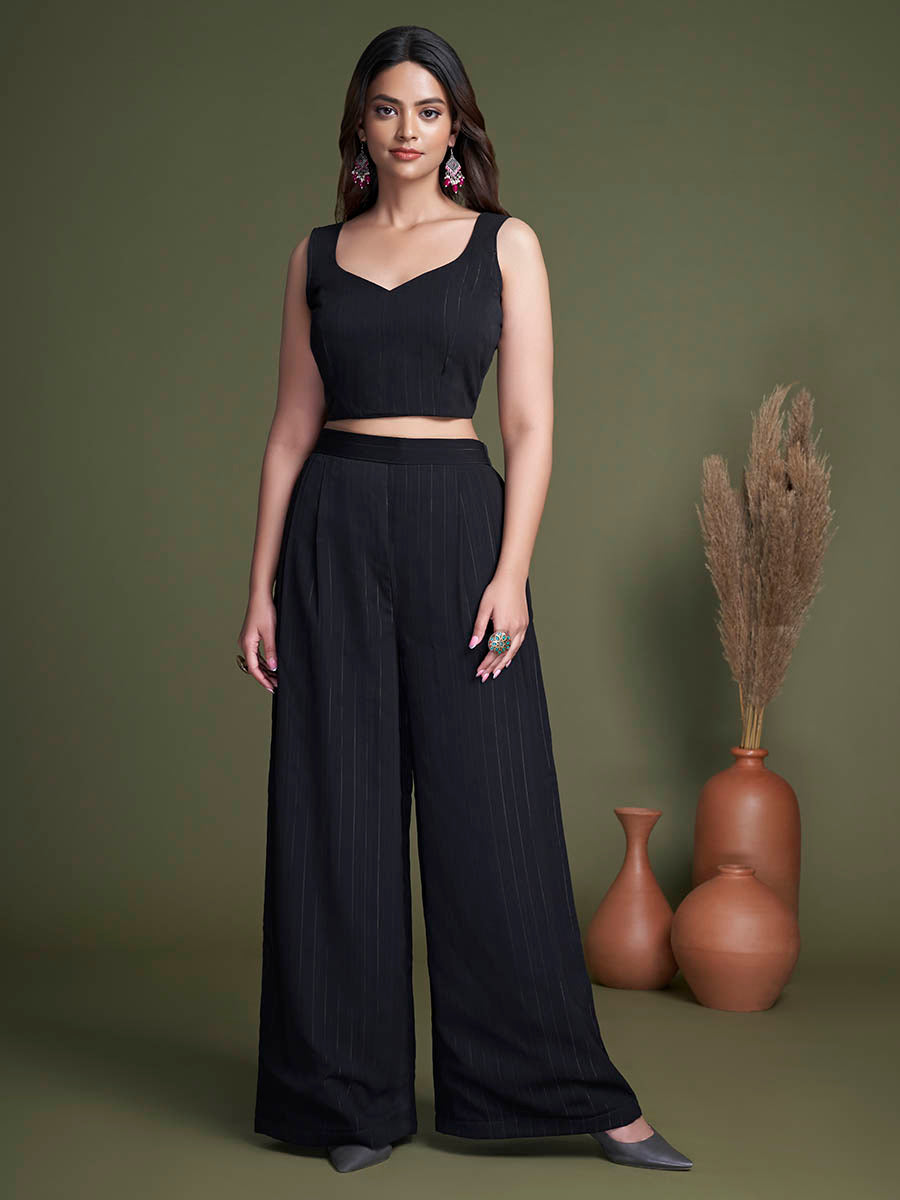 Myra Black and White Koti Style Silk and Georgette Embroidered Palazo Suit