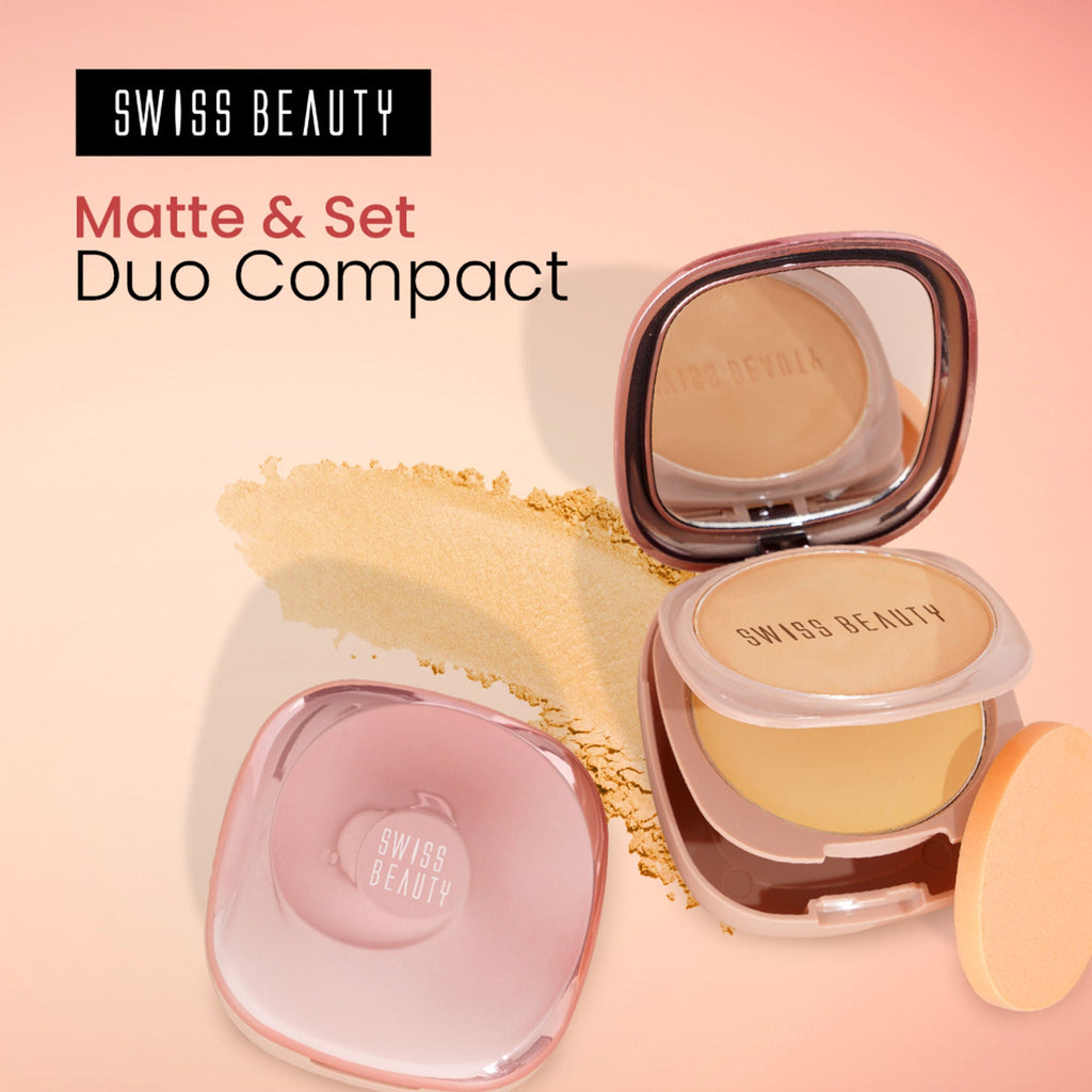 Swiss Beauty Matte & Set Duo Lightweight Compact Powder - 01 Ivory and Translucent - Distacart